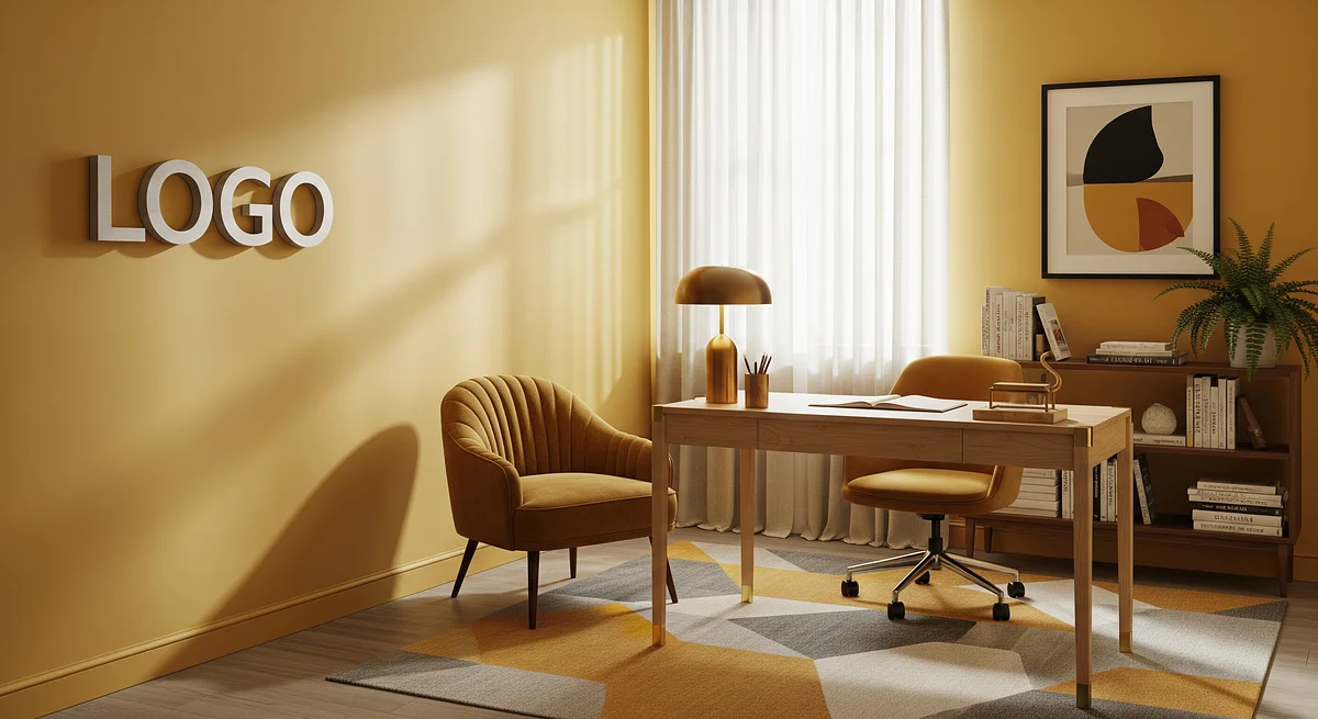 Saffron Maple Consulting Den Branded Virtual Office Background with Company Logo - Consulting