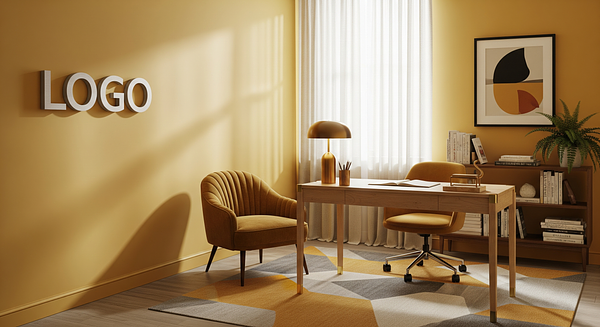 Saffron Maple Consulting Den Branded Virtual Office Background with Company Logo - Consulting