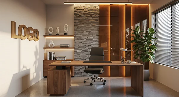 Amberglass Strategy Den Professional Virtual Office Background for Video Calls - Corporate