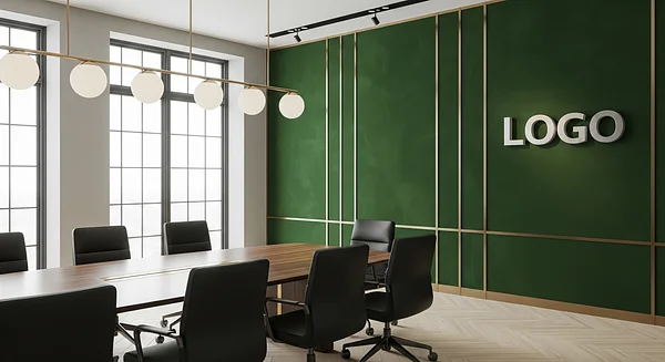 Verdant Velvet Boardroom Professional Virtual Office Background for Video Calls - Executive