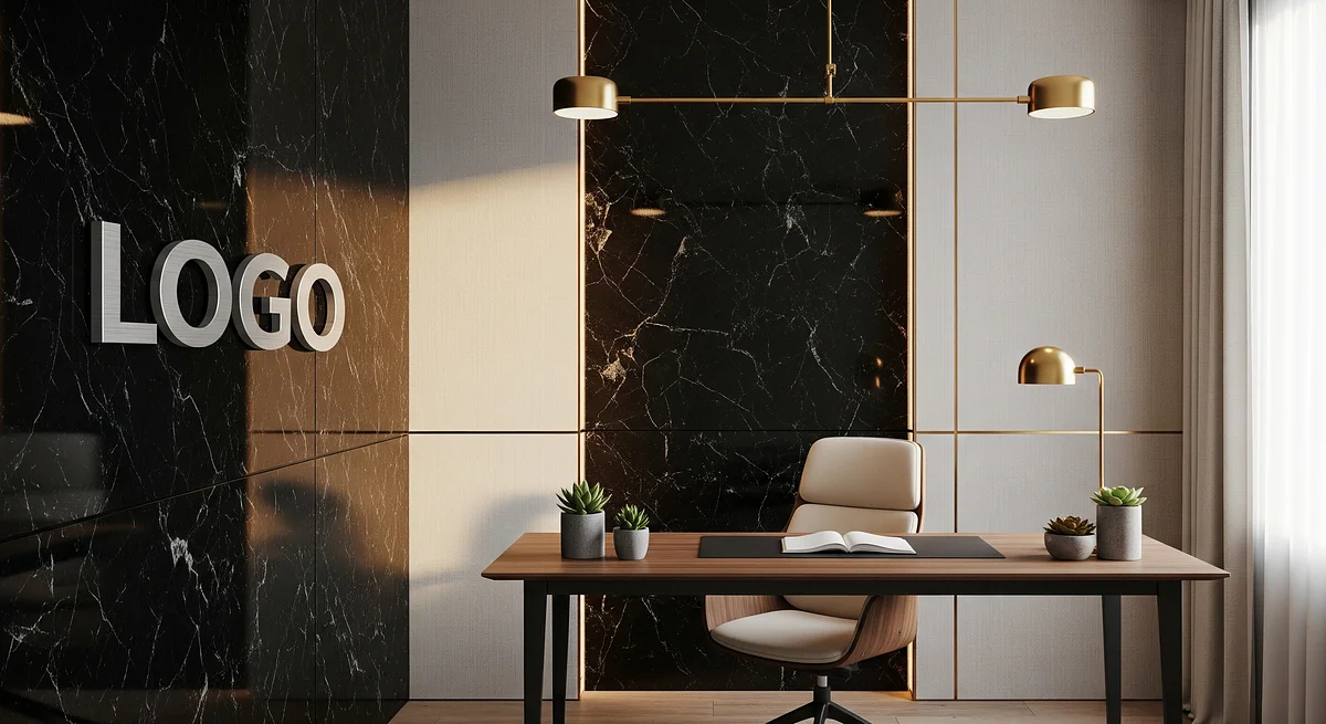 Obsidian Linen Consultancy Nook Branded Virtual Office Background with Company Logo - Consulting