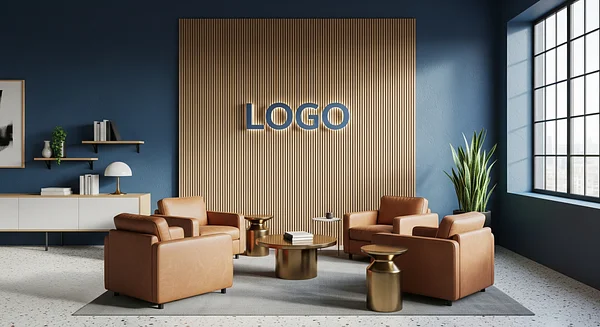 Cobalt Clay Strategy Lounge Professional Virtual Office Background for Video Calls - Corporate