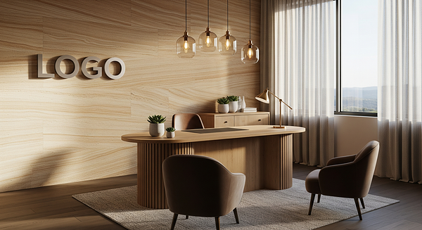 Amber Ridge Consultation Haven Branded Virtual Office Background with Company Logo - Consulting