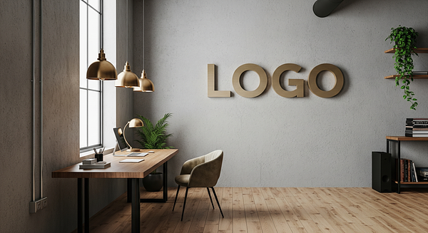 Citrine Concrete Atelier Branded Virtual Office Background with Company Logo - Creative