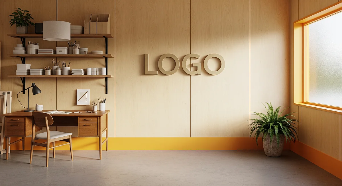 Saffron Birch Design Den Branded Virtual Office Background with Company Logo - Creative