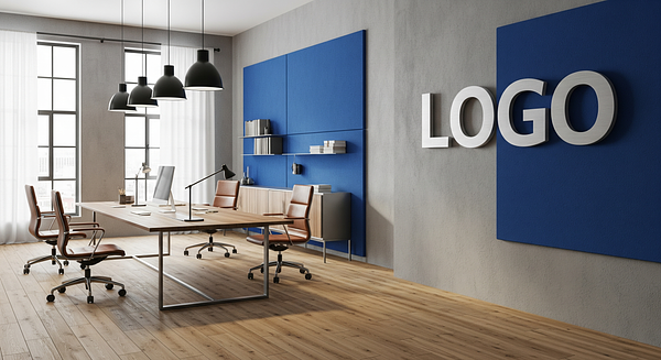 Sapphire Oak Innovation Loft Branded Virtual Office Background with Company Logo - Corporate