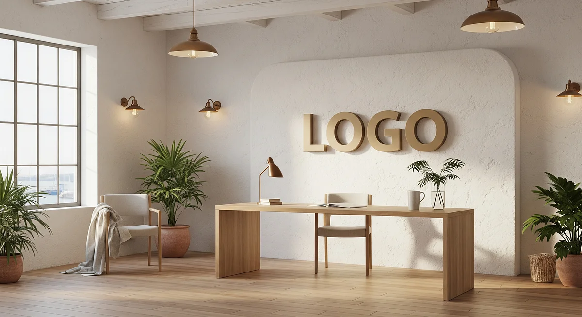 Citrine Harbor Studio Branded Virtual Office Background with Company Logo - Creative