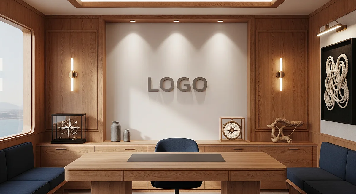 Sandalwood Harbor Studio Branded Virtual Office Background with Company Logo - Executive