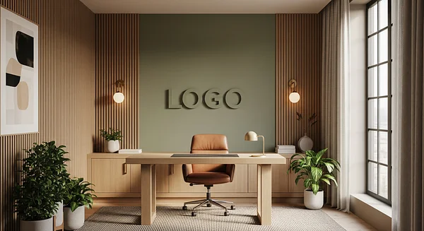 Sagewood Executive Den Professional Virtual Office Background for Video Calls - Executive