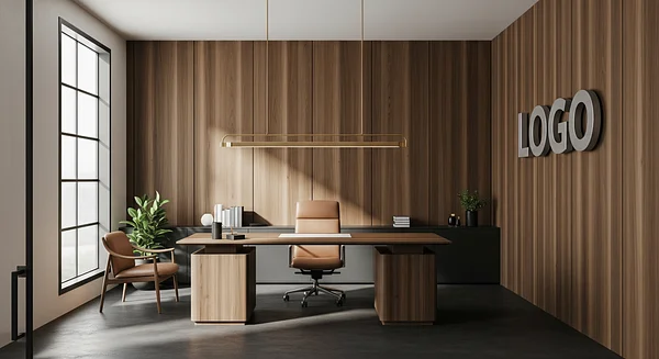 Smoked Oak Consultancy Parlour Professional Virtual Office Background for Video Calls - Executive