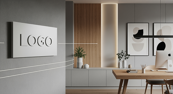 Warm Modern Workspace Branded Virtual Office Background with Company Logo - Corporate