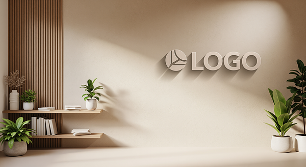 Warm Beige Studio Branded Virtual Office Background with Company Logo - Real Estate