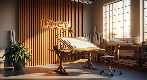 Ambergrain Architect Loft Branded Virtual Office Background with Company Logo - Creative