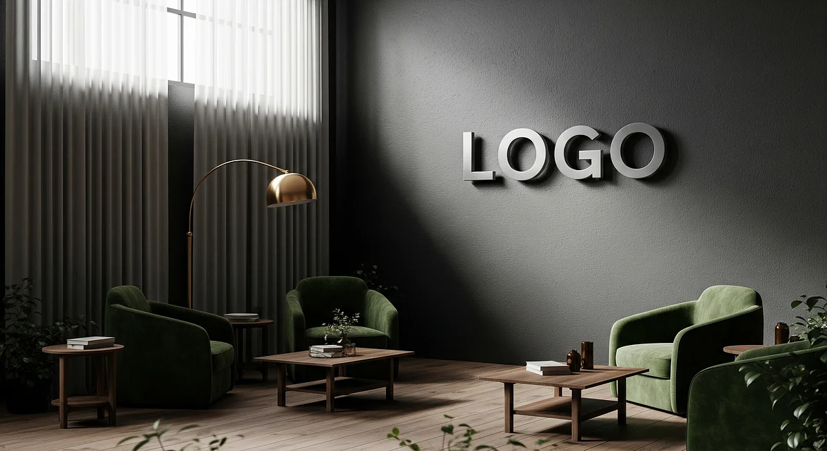 Velvet Graphite Ideation Lounge Branded Virtual Office Background with Company Logo - Creative