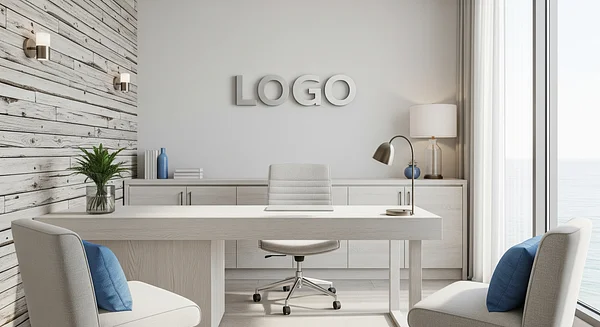 Driftwood Azure Strategy Nook Professional Virtual Office Background for Video Calls - Consulting