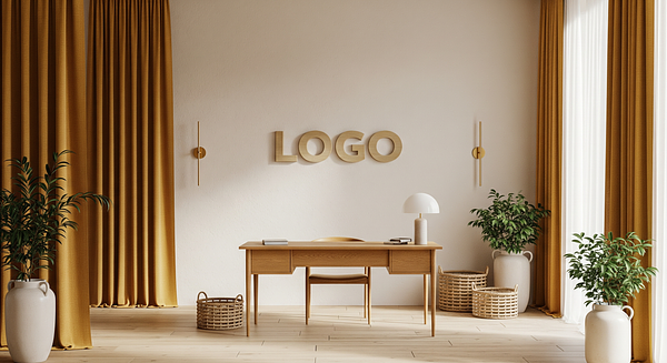 Saffron Oak Horizon Studio Branded Virtual Office Background with Company Logo - Creative