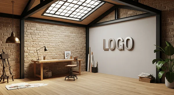 Saffron Quarry Studio Professional Virtual Office Background for Video Calls - Creative