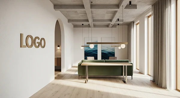 Saffron Tide Innovation Lounge Professional Virtual Office Background for Video Calls - Technology