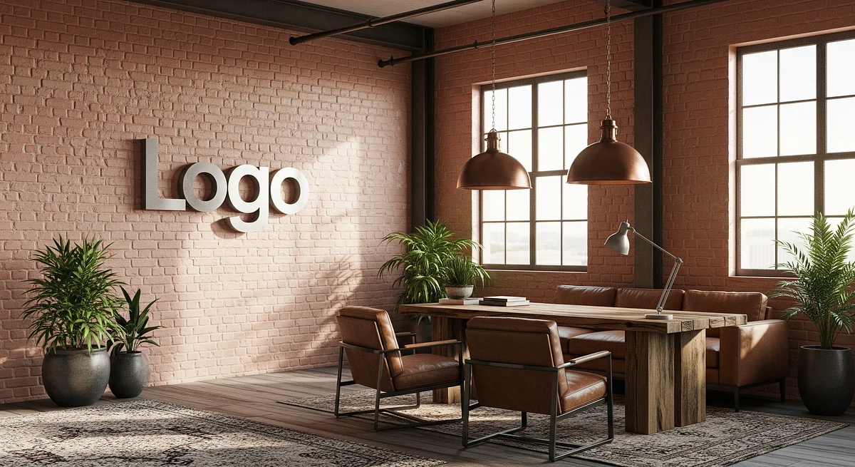 Coral Bronze Consultancy Loft Branded Virtual Office Background with Company Logo - Consulting