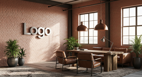 Coral Bronze Consultancy Loft Branded Virtual Office Background with Company Logo - Consulting