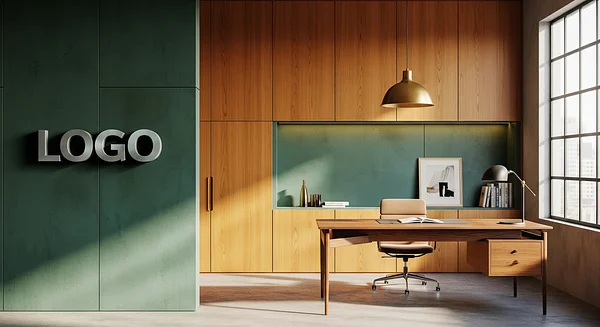 Verdigris Amber Strategy Loft Professional Virtual Office Background for Video Calls - Corporate