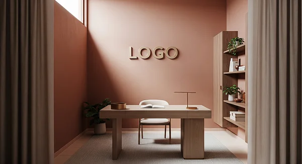 Sienna Linen Strategy Alcove Professional Virtual Office Background for Video Calls - Consulting