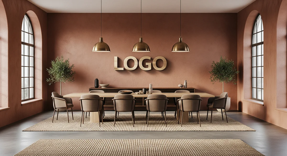 Sienna Drift Conference Loft Branded Virtual Office Background with Company Logo - Corporate