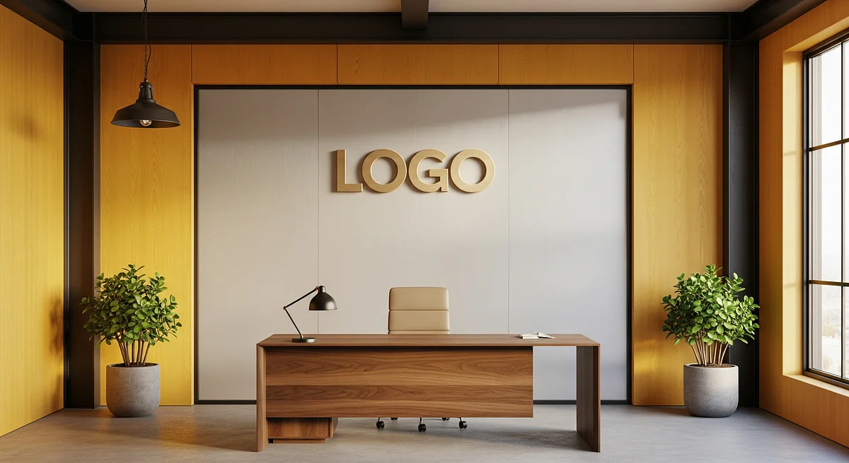 Saffron Timber Strategy Studio Branded Virtual Office Background with Company Logo - Consulting