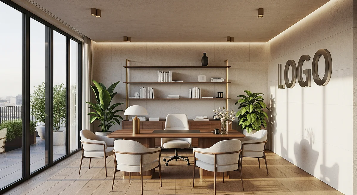 Auric Terrace Consultancy Loft Branded Virtual Office Background with Company Logo - Consulting