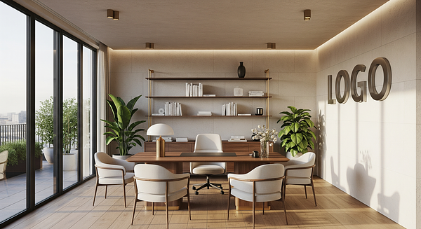 Auric Terrace Consultancy Loft Branded Virtual Office Background with Company Logo - Consulting