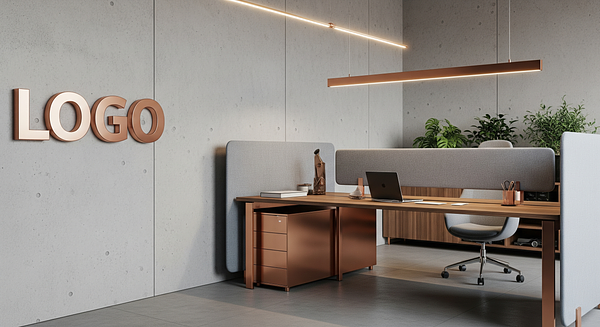 Copperleaf Innovation Alcove Branded Virtual Office Background with Company Logo - Corporate