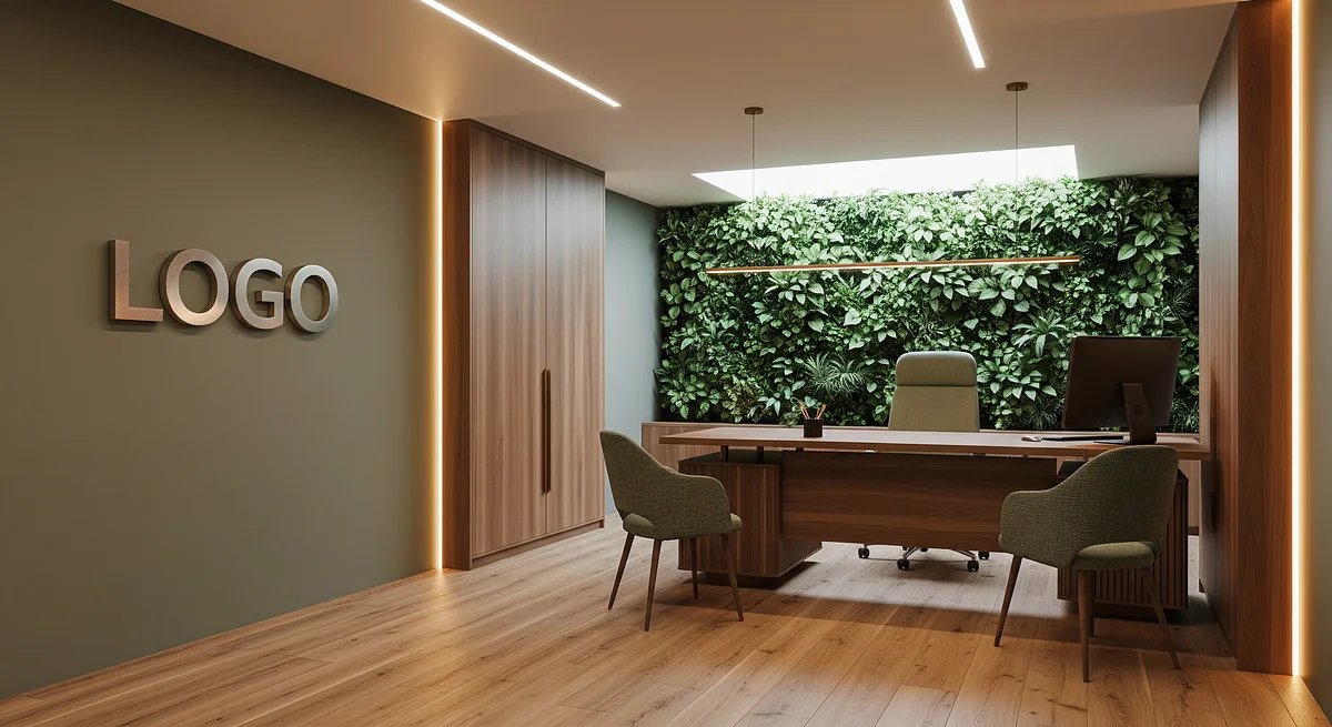 Amberline Verdant Consultancy Suite Branded Virtual Office Background with Company Logo - Consulting