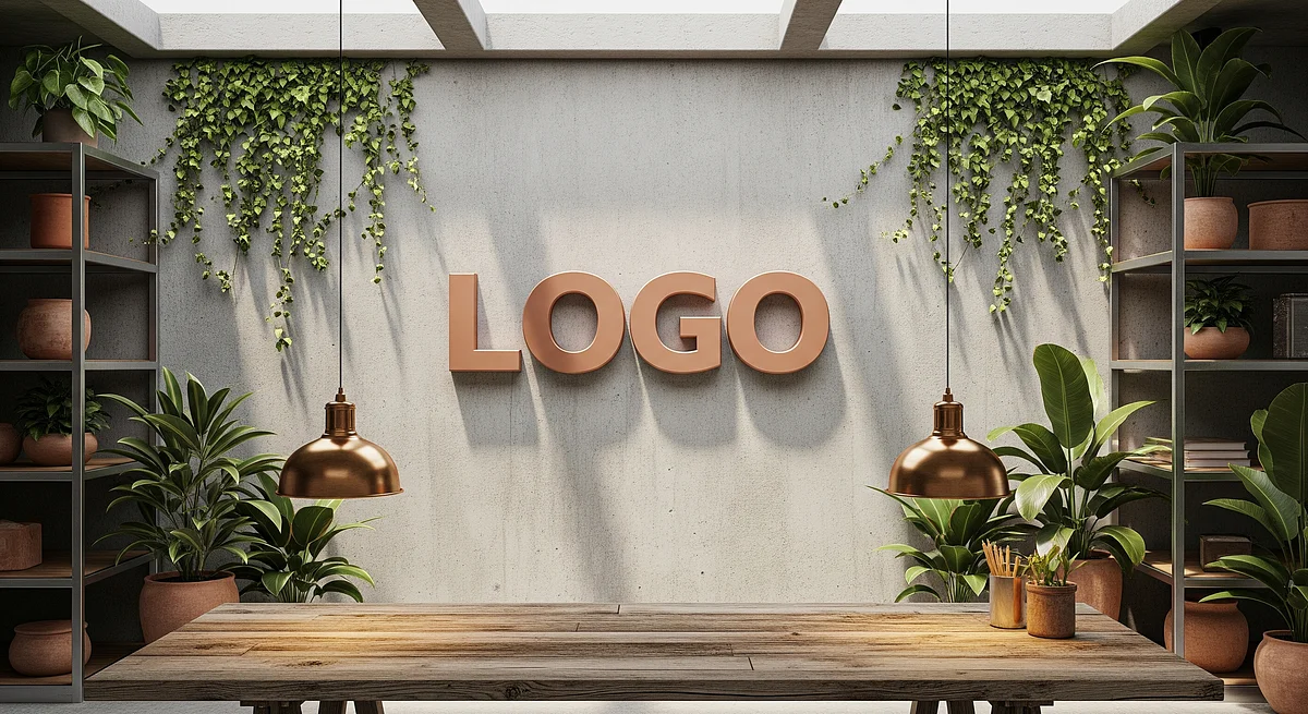 Copperwave Botanical Studio Branded Virtual Office Background with Company Logo - Creative