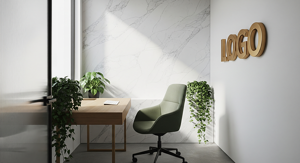 Verdant Quartz Strategy Alcove Branded Virtual Office Background with Company Logo - Corporate