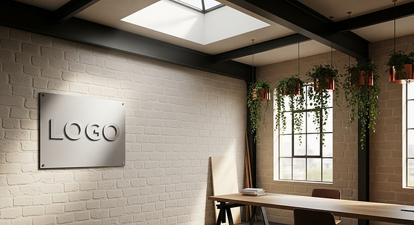 Verdant Limestone Innovation Loft Branded Virtual Office Background with Company Logo - Creative