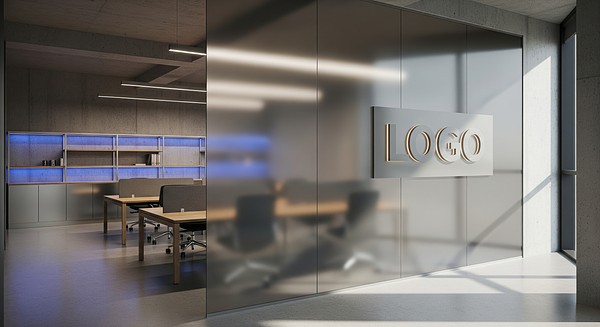 Cobalt Drift Strategy Bay Branded Virtual Office Background with Company Logo - Corporate