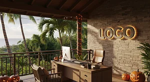 Hawaiian Halloween Office Seasonal Virtual Office Background