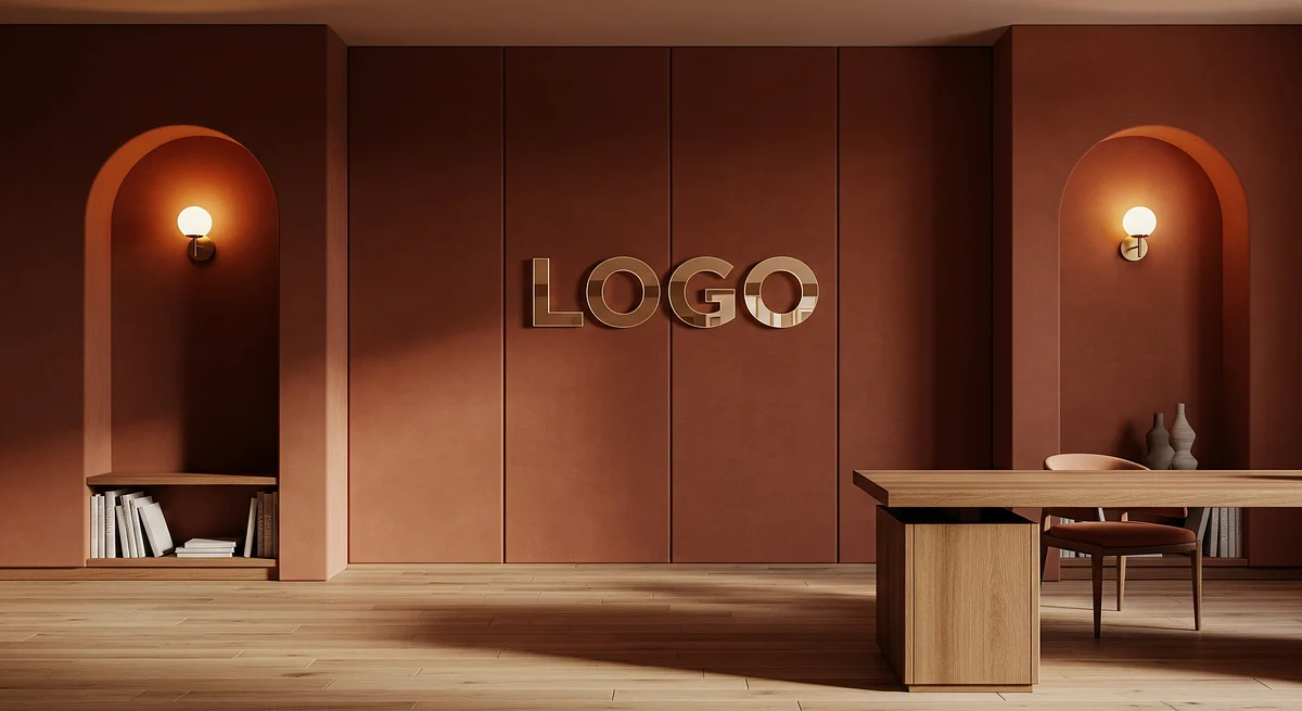 Sienna Velvet Strategy Loft Branded Virtual Office Background with Company Logo - Corporate