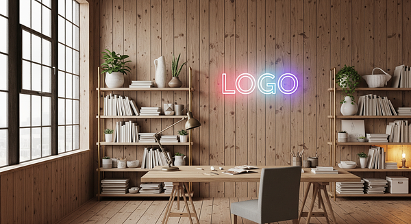 Verdigris Driftwood Studio Branded Virtual Office Background with Company Logo - Creative