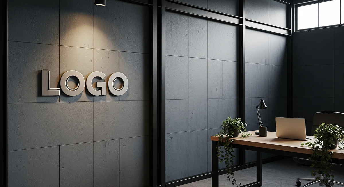 Verdant Slate Innovation Nook Branded Virtual Office Background with Company Logo - Technology