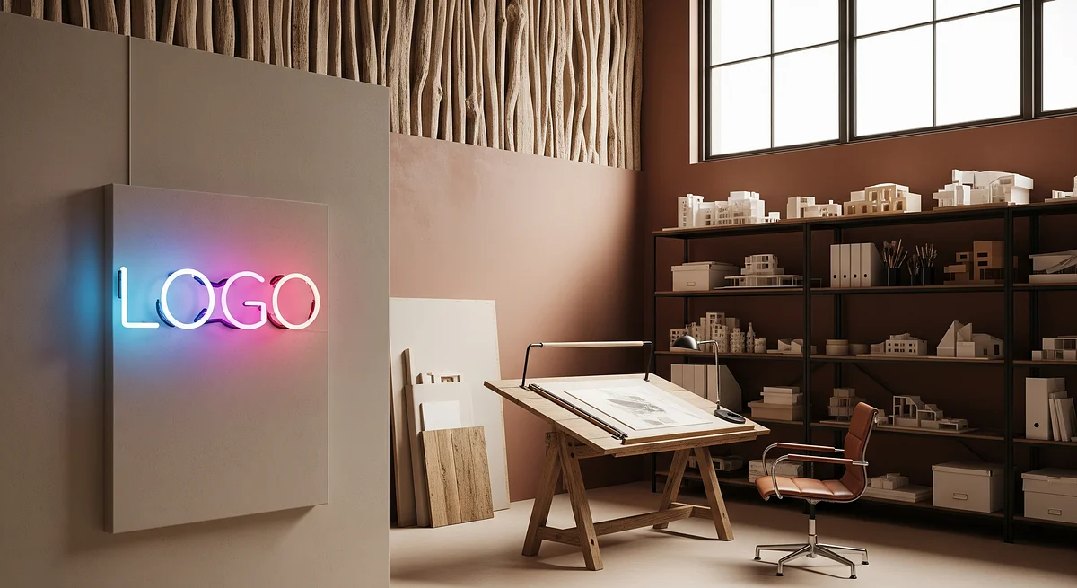 Sienna Driftwood Design Lab Branded Virtual Office Background with Company Logo - Creative