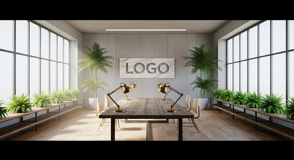 Professional branded background example - Amberstone Botanical Studio style from Brand Wall Pro